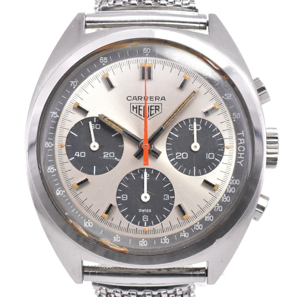 Heuer Carrera 73653 vintage Valjoux 7736 Silver Dial Hand Winding