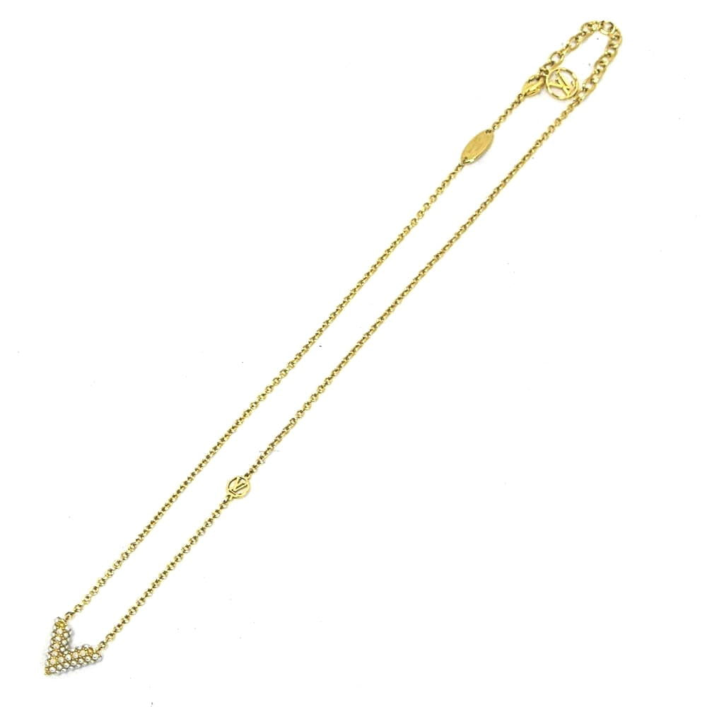 LOUIS VUITTON M68358 Necklace Collier Essential V Pearl Ladies
 jewelry S#133651