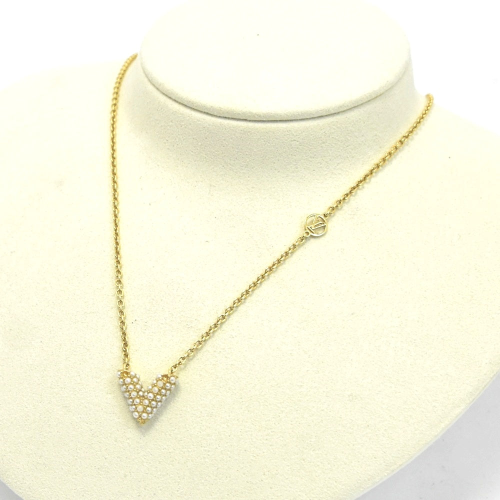 LOUIS VUITTON M68358 Necklace Collier Essential V Pearl Ladies
 jewelry S#133651