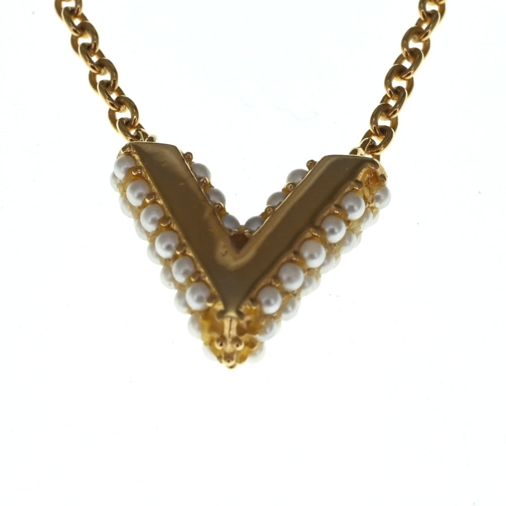 LOUIS VUITTON M68358 Necklace Collier Essential V Pearl Ladies
 jewelry S#133651