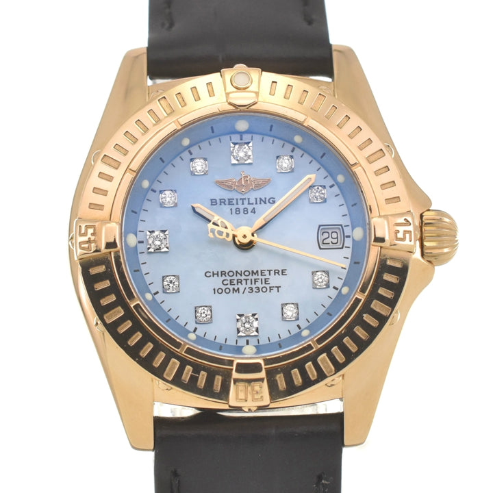 BREITLING Calistino K72345 11P Diamond K18YG Blue shell Dial Quartz Ladies
 Watch K#134571