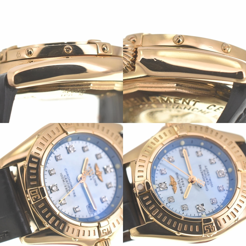 BREITLING Calistino K72345 11P Diamond K18YG Blue shell Dial Quartz Ladies
 Watch K#134571