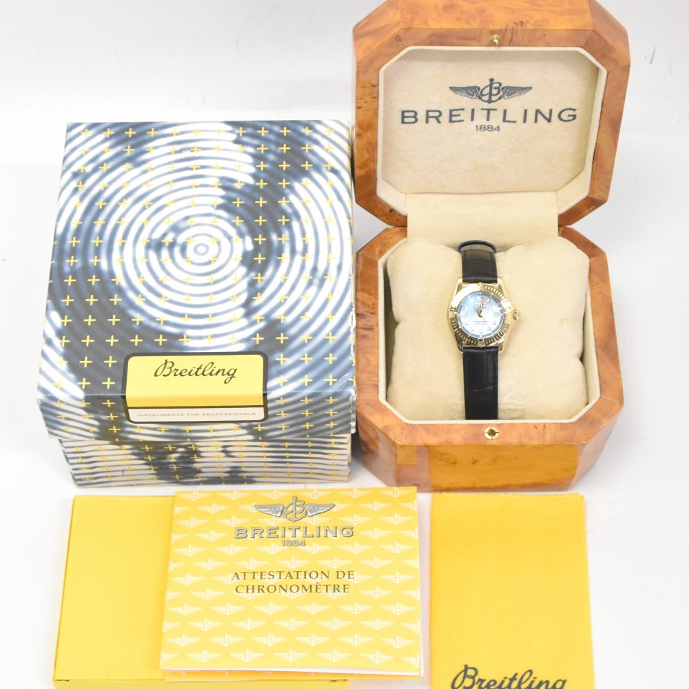 BREITLING Calistino K72345 11P Diamond K18YG Blue shell Dial Quartz Ladies
 Watch K#134571