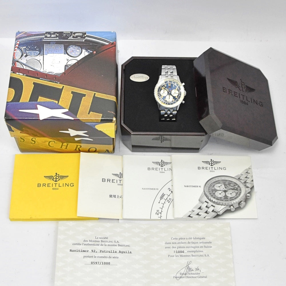 BREITLING Navitimer 92 A30022 Patrura Aguilar Limited to 1000 pieces blue Dial Automatic Men's
 Watch Z#134688