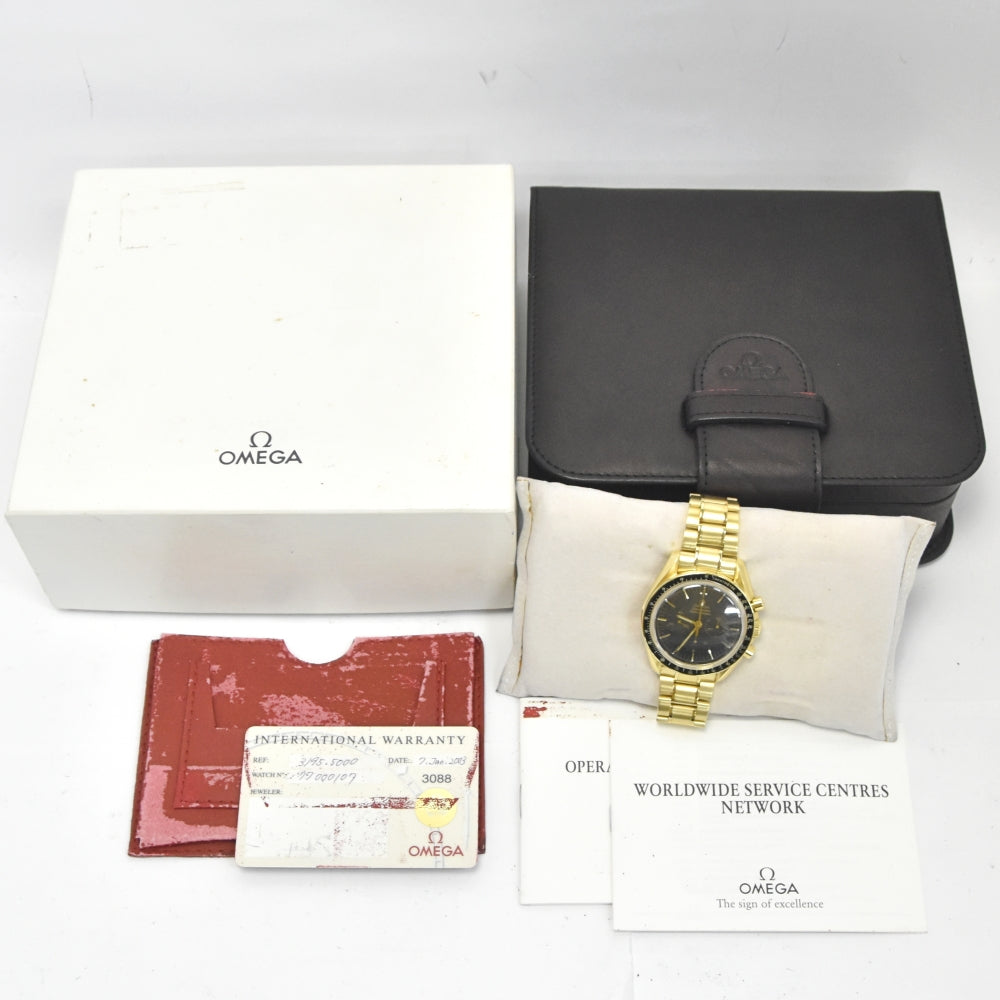 with paper OMEGA Speedmaster Moonwatch 3195.5 K18YG black Dial Hand Winding Men's
 Watch Z#135308
