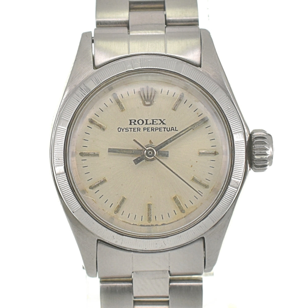 ROLEX Oyster perpetual 6623 Finely Engine Turned Bezel Cal.1130 Silver Dial Automatic Ladies
 Watch □#135661
