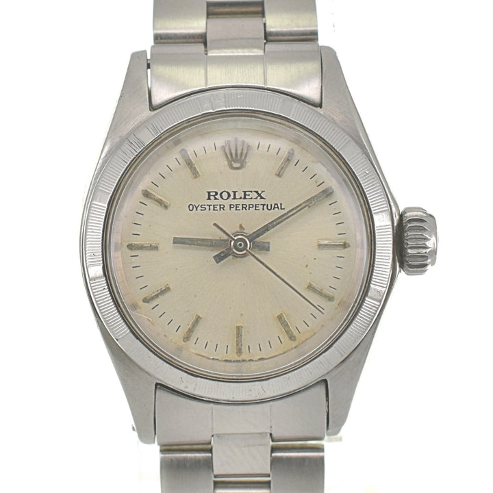 ROLEX Oyster perpetual 6623 Finely Engine Turned Bezel Cal.1130 Silver Dial Automatic Ladies
 Watch □#135661