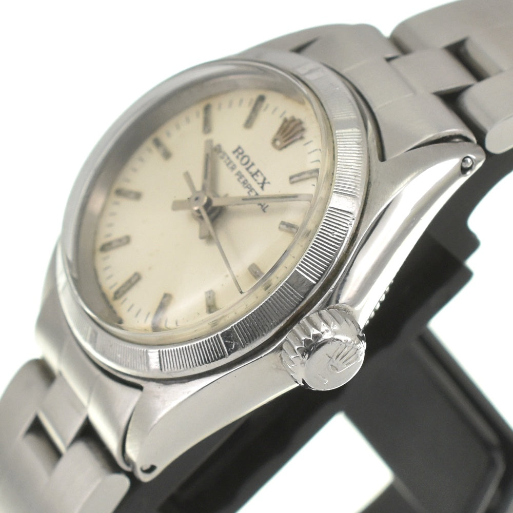 ROLEX Oyster perpetual 6623 Finely Engine Turned Bezel Cal.1130 Silver Dial Automatic Ladies
 Watch □#135661