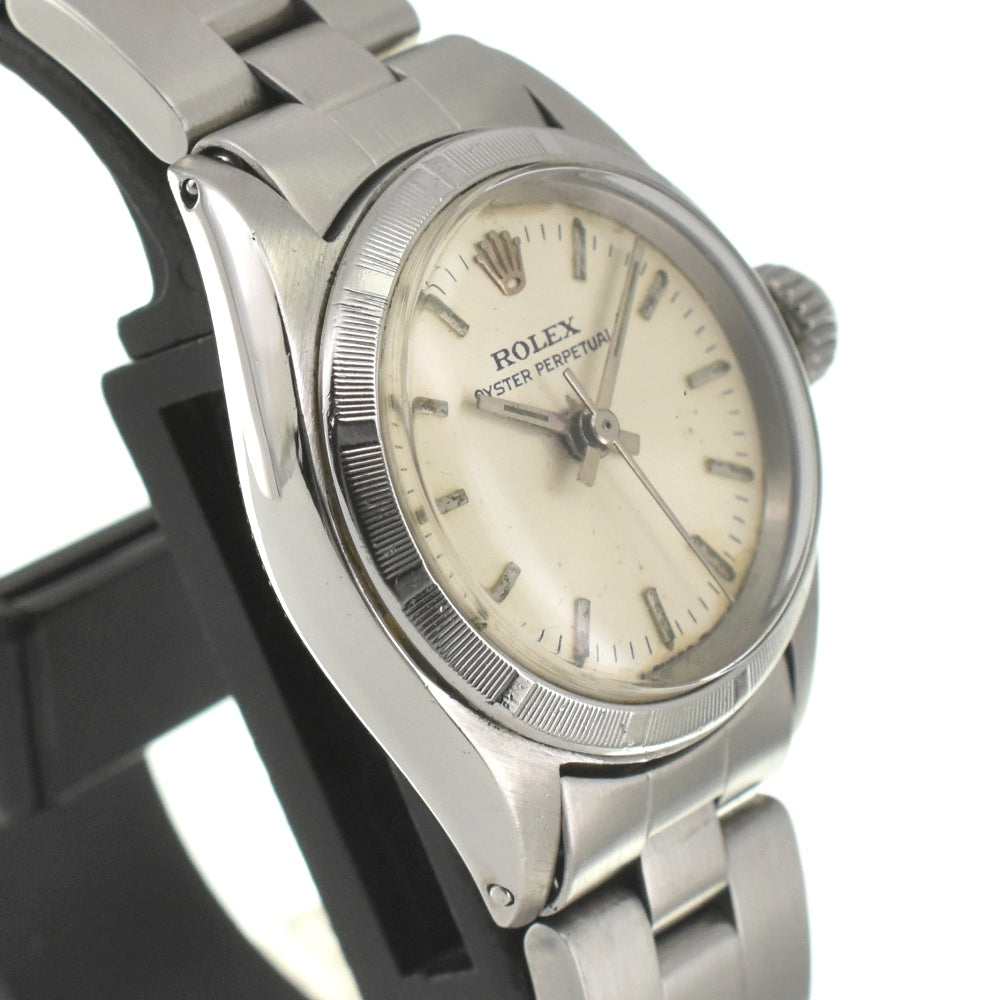 ROLEX Oyster perpetual 6623 Finely Engine Turned Bezel Cal.1130 Silver Dial Automatic Ladies
 Watch □#135661