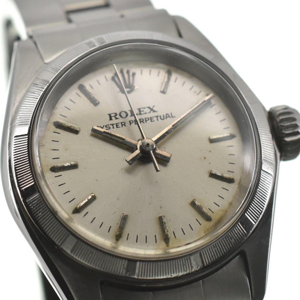ROLEX Oyster perpetual 6623 Finely Engine Turned Bezel Cal.1130 Silver Dial Automatic Ladies
 Watch □#135661