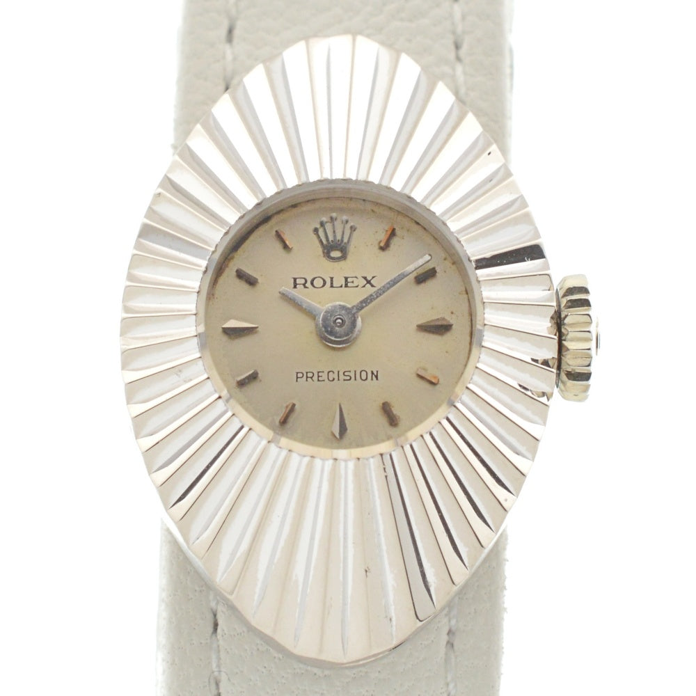 with paper ROLEX chameleon almond Ref.2000 vintage K18WG/Leather Cal.1400 Silver Dial Hand Winding Ladies
 Watch L#136242