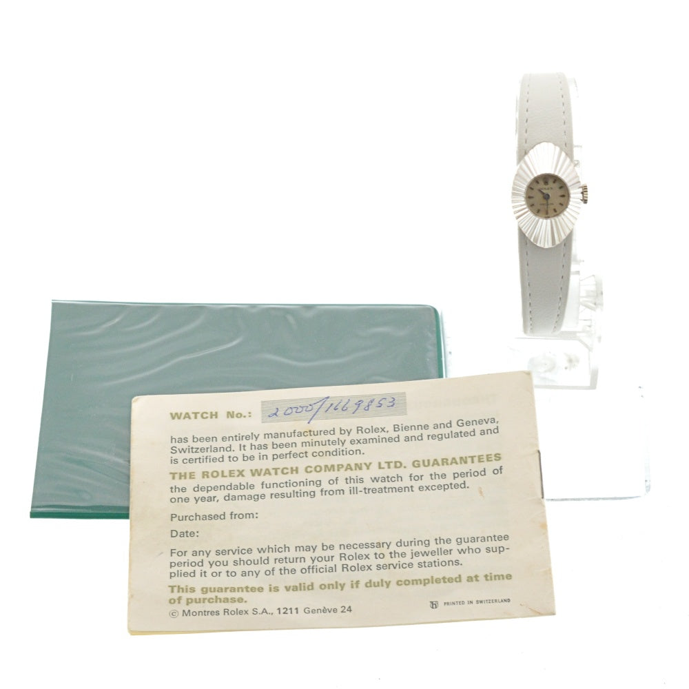 with paper ROLEX chameleon almond Ref.2000 vintage K18WG/Leather Cal.1400 Silver Dial Hand Winding Ladies
 Watch L#136242