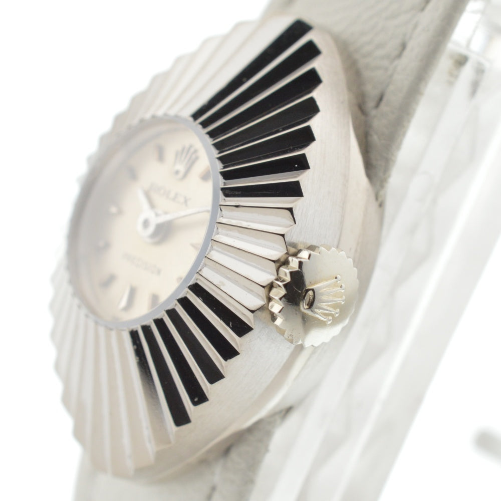 with paper ROLEX chameleon almond Ref.2000 vintage K18WG/Leather Cal.1400 Silver Dial Hand Winding Ladies
 Watch L#136242