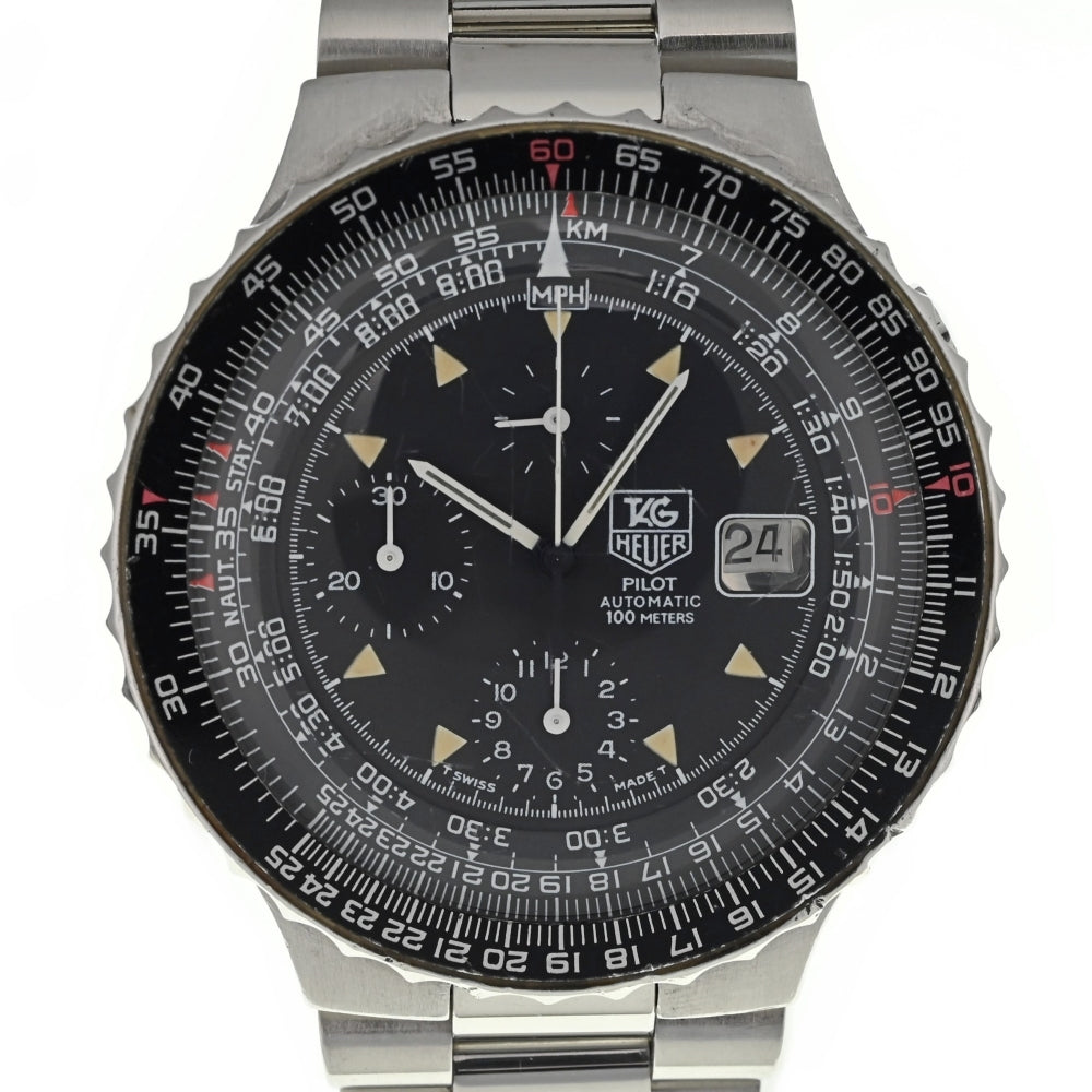 TAG HEUER pilot 130-206-Z vintage Chronograph Date black Dial Automatic Men's
 Watch □#136309