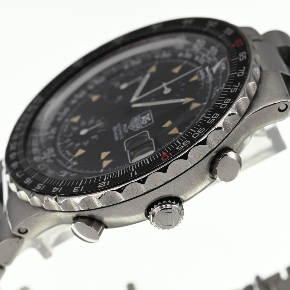 TAG HEUER pilot 130-206-Z vintage Chronograph Date black Dial Automatic Men's
 Watch □#136309