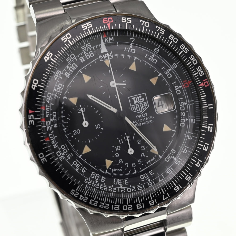 TAG HEUER pilot 130-206-Z vintage Chronograph Date black Dial Automatic Men's
 Watch □#136309