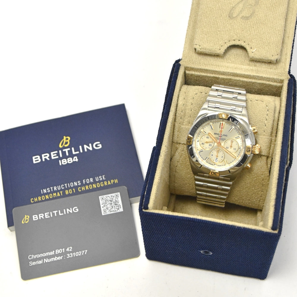 with paper BREITLING Chronomat B01 42 IB0134 Date Silver Dial Automatic Men's
 Watch □#136421