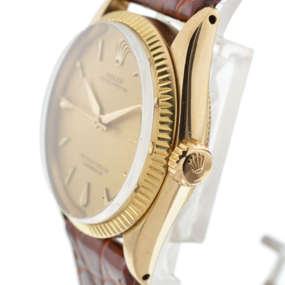 ROLEX Oyster perpetual 6551 vintage K18YG/Leather Cal.1130 gold Dial Automatic Boy's
 Watch Z#136807