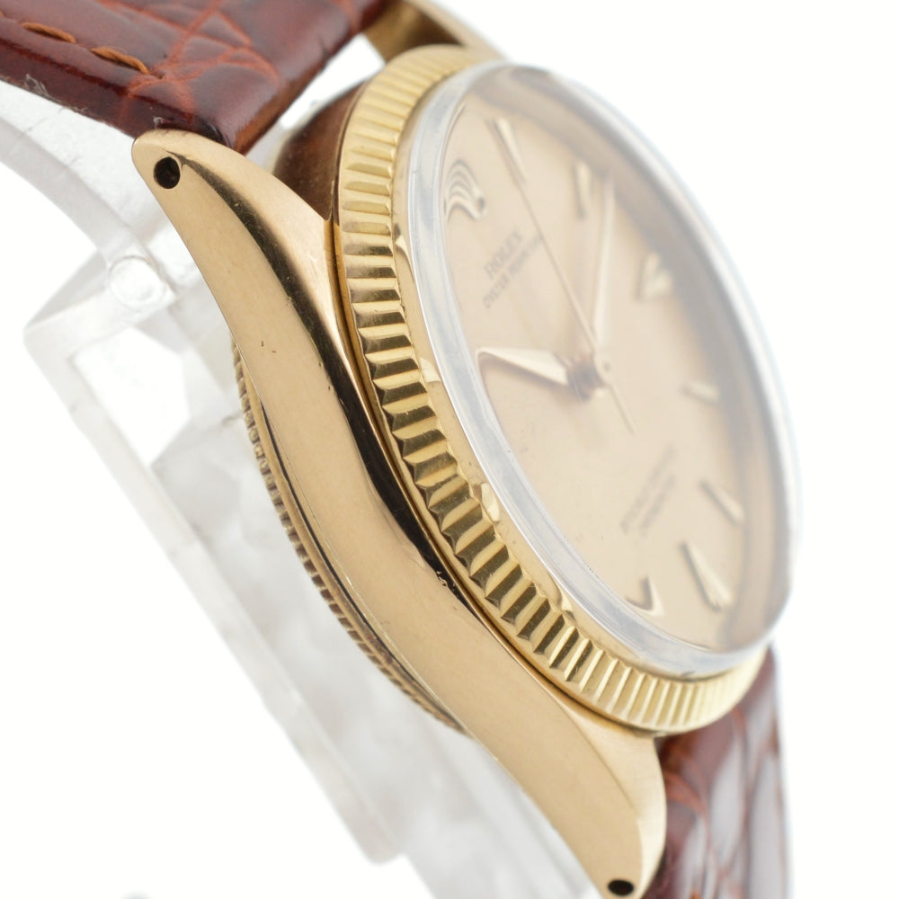 ROLEX Oyster perpetual 6551 vintage K18YG/Leather Cal.1130 gold Dial Automatic Boy's
 Watch Z#136807