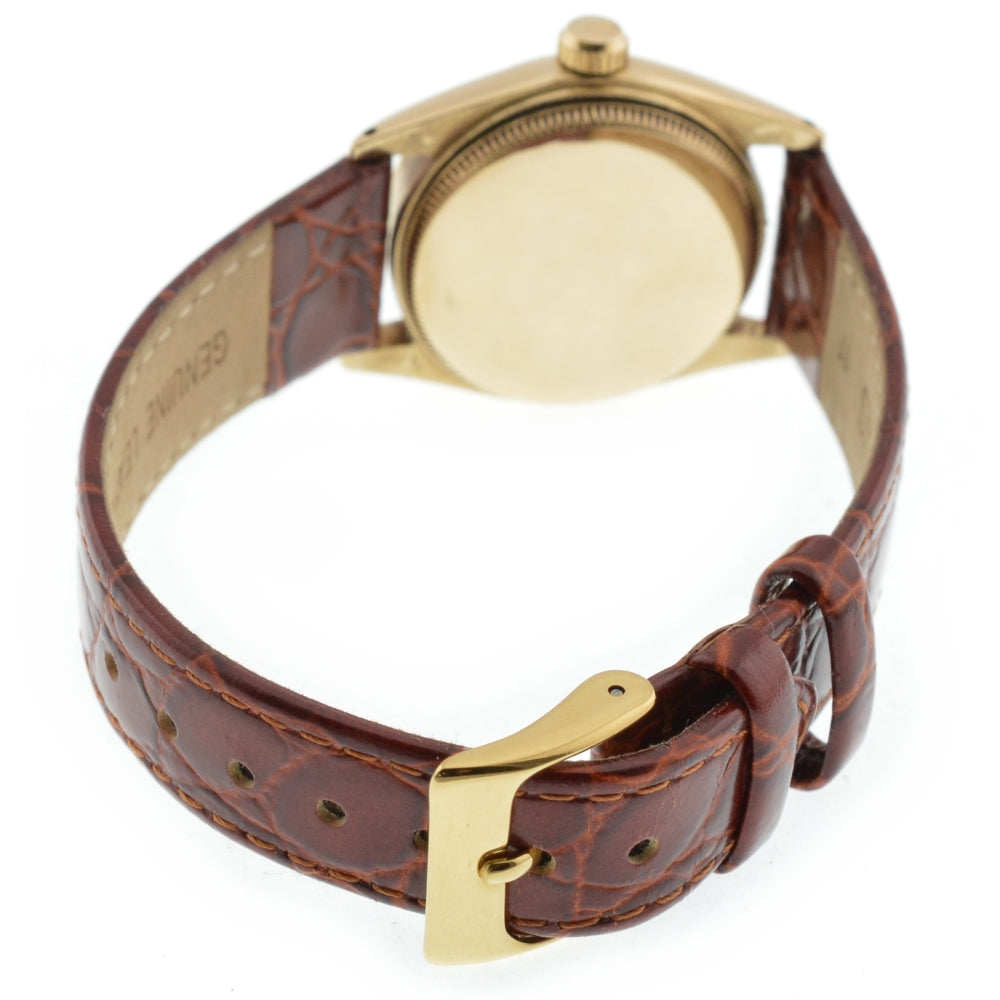 ROLEX Oyster perpetual 6551 vintage K18YG/Leather Cal.1130 gold Dial Automatic Boy's
 Watch Z#136807