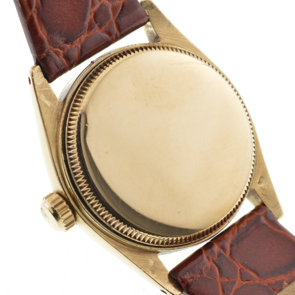 ROLEX Oyster perpetual 6551 vintage K18YG/Leather Cal.1130 gold Dial Automatic Boy's
 Watch Z#136807