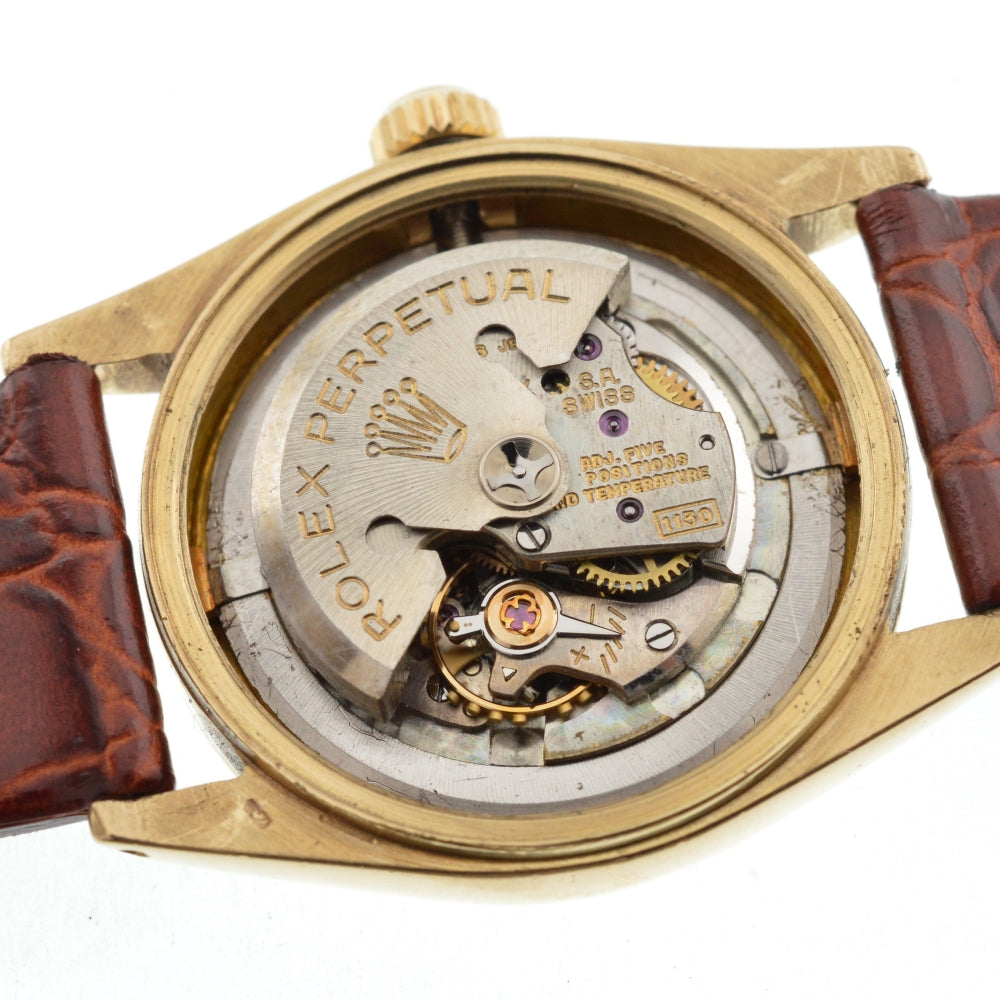 ROLEX Oyster perpetual 6551 vintage K18YG/Leather Cal.1130 gold Dial Automatic Boy's
 Watch Z#136807