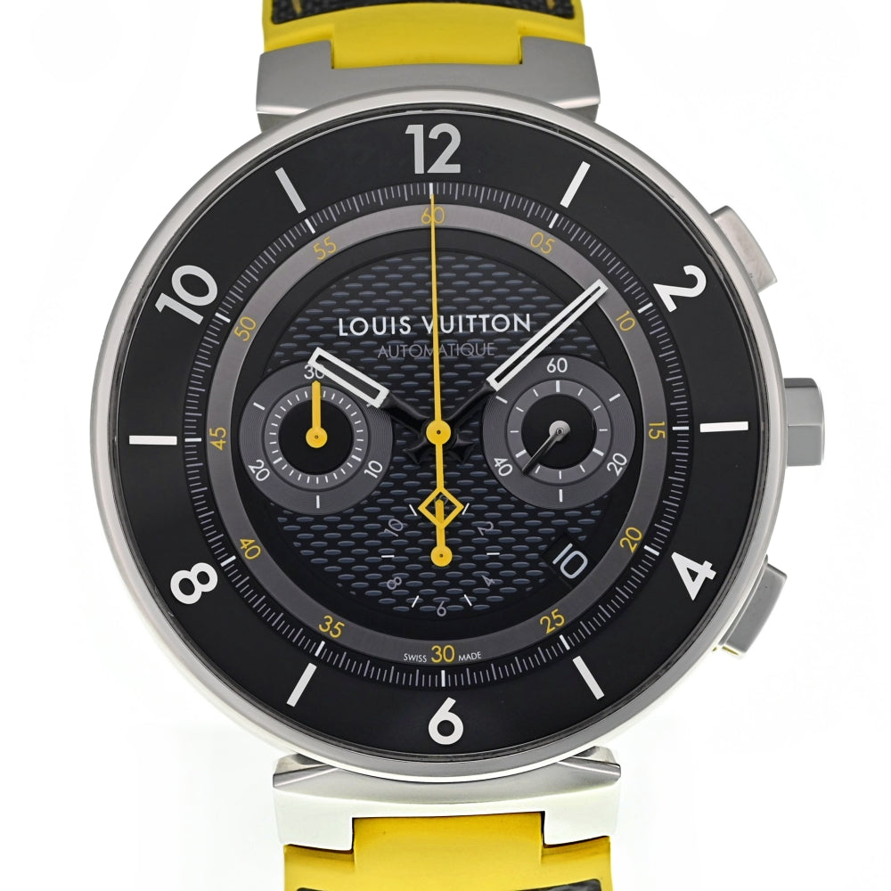 with paper LOUIS VUITTON Tambour Moon Q8D40Z Date Chronograph black Dial Automatic Men's
 Watch O#137024