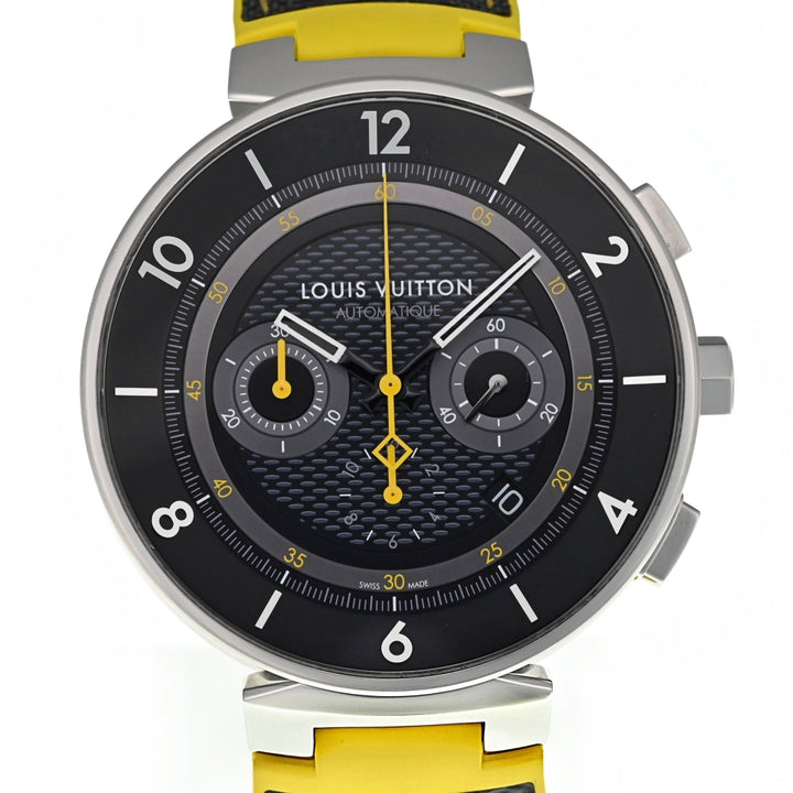 with paper LOUIS VUITTON Tambour Moon Q8D40Z Date Chronograph black Dial Automatic Men's
 Watch O#137024