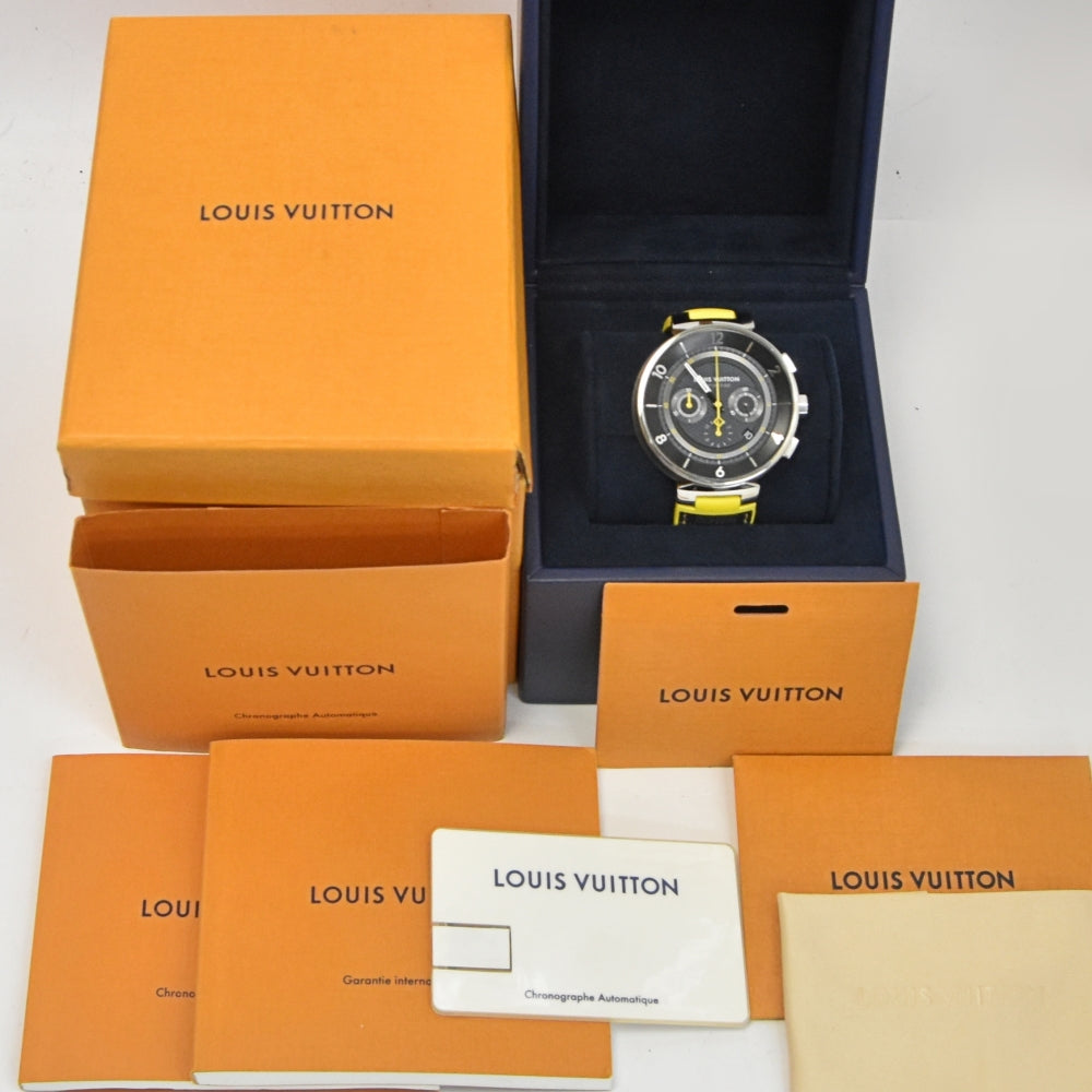 with paper LOUIS VUITTON Tambour Moon Q8D40Z Date Chronograph black Dial Automatic Men's
 Watch O#137024