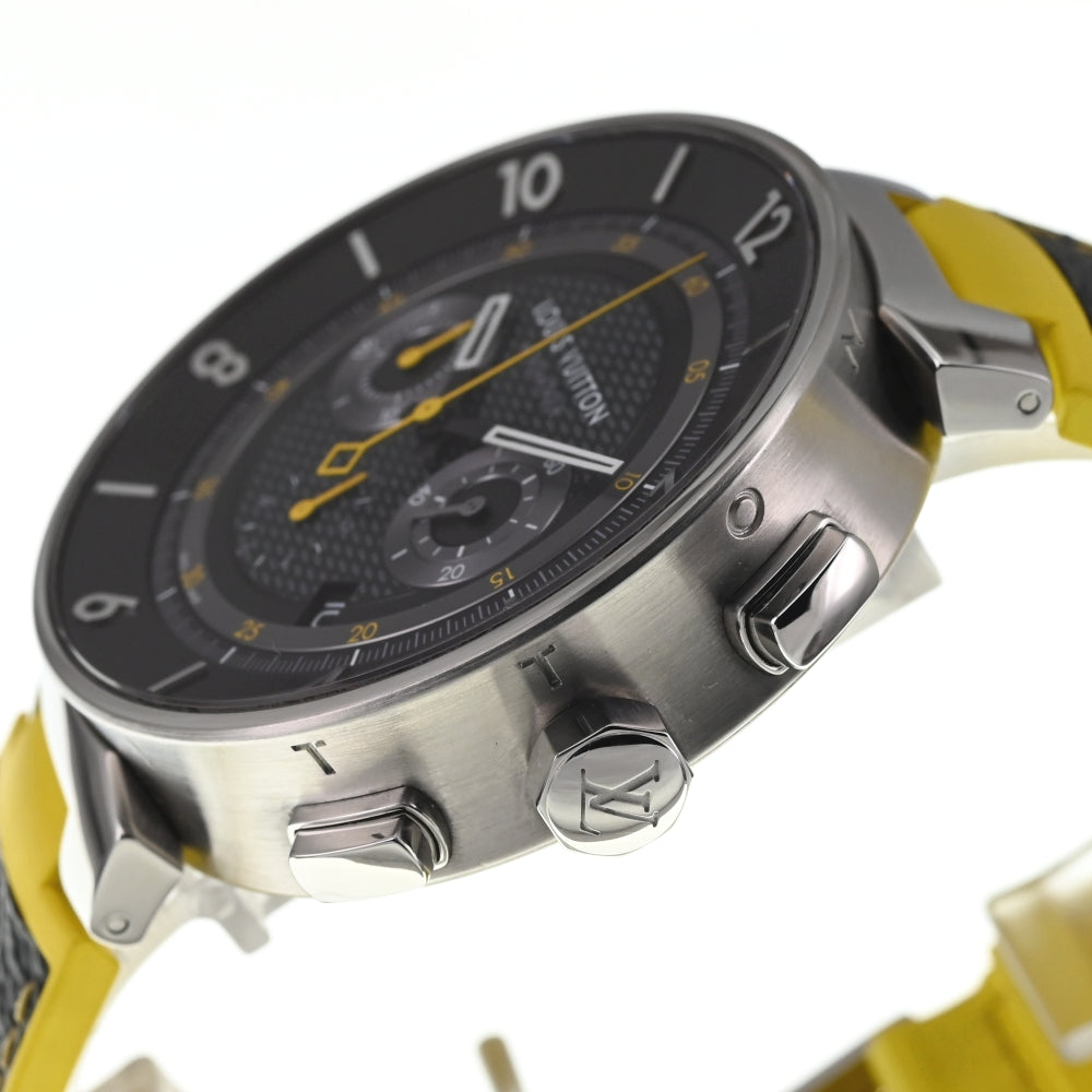 with paper LOUIS VUITTON Tambour Moon Q8D40Z Date Chronograph black Dial Automatic Men's
 Watch O#137024