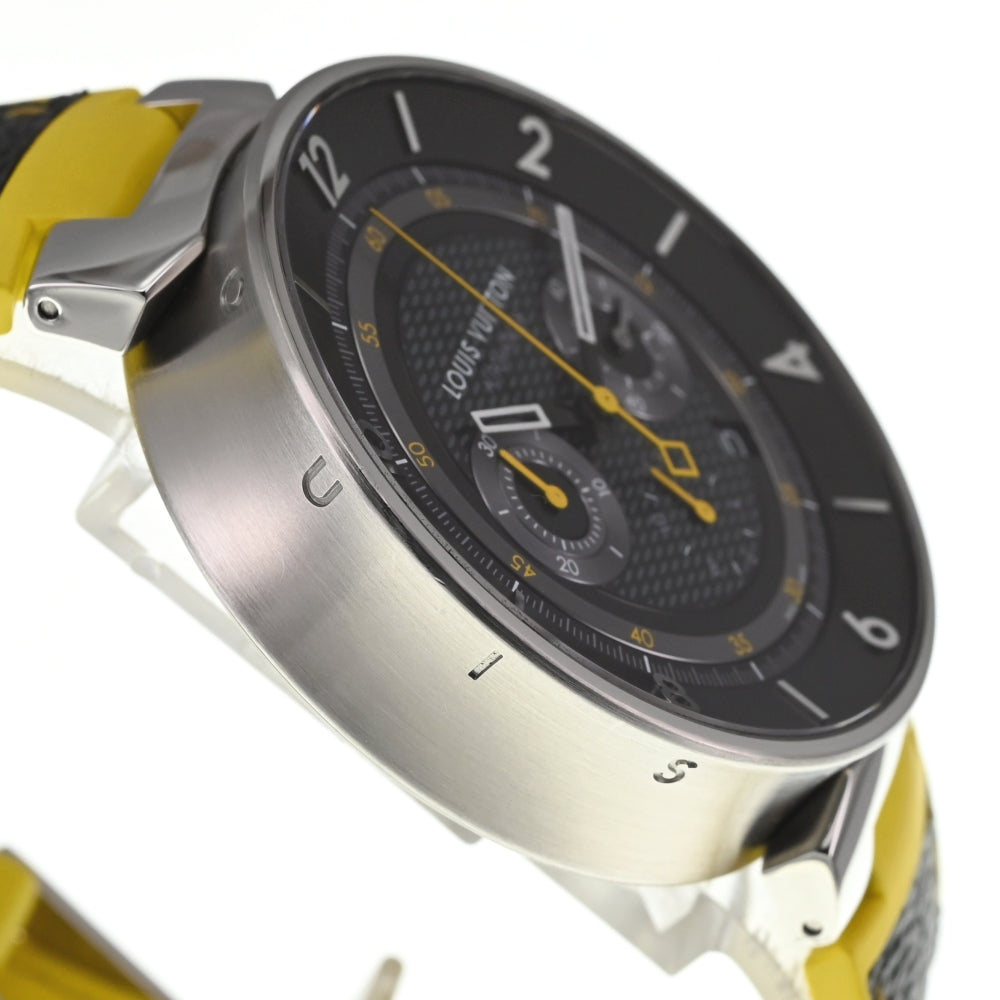 with paper LOUIS VUITTON Tambour Moon Q8D40Z Date Chronograph black Dial Automatic Men's
 Watch O#137024