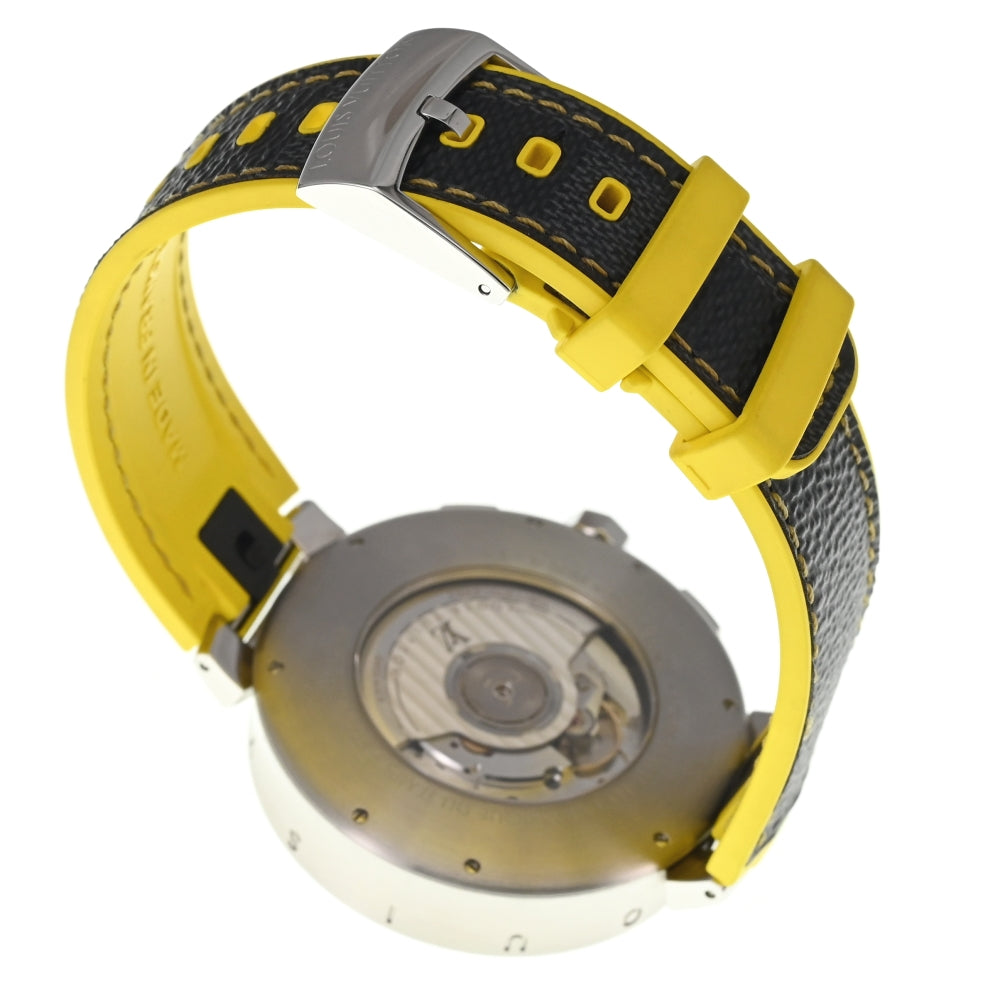 with paper LOUIS VUITTON Tambour Moon Q8D40Z Date Chronograph black Dial Automatic Men's
 Watch O#137024