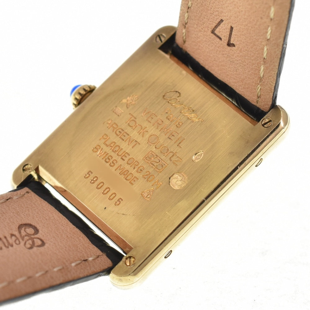CARTIER Must tank Vermeille 590005 SV925 (Gold Plated) / Leather Silver Dial Quartz Unisex
 Watch O#137104