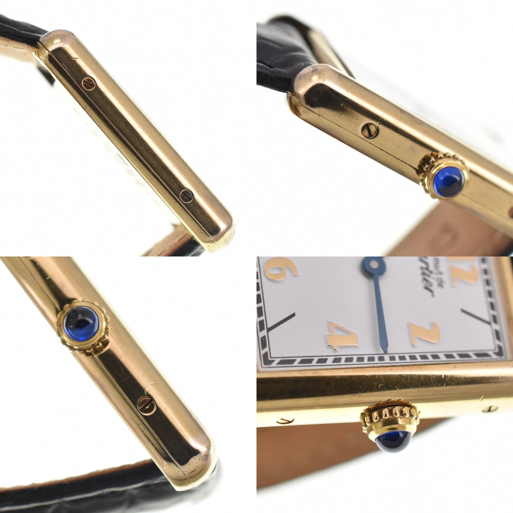 CARTIER Must tank Vermeille 590005 SV925 (Gold Plated) / Leather Silver Dial Quartz Unisex
 Watch O#137104