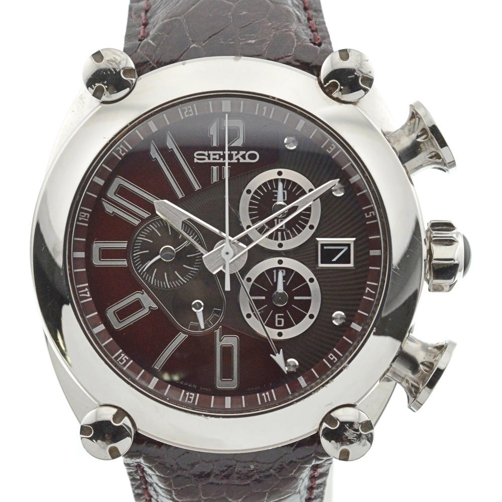 SEIKO Galante SBLA027/5R86-0AA0 Chronograph Date Bordeaux Dial Spring drive Men's
 Watch □#137131