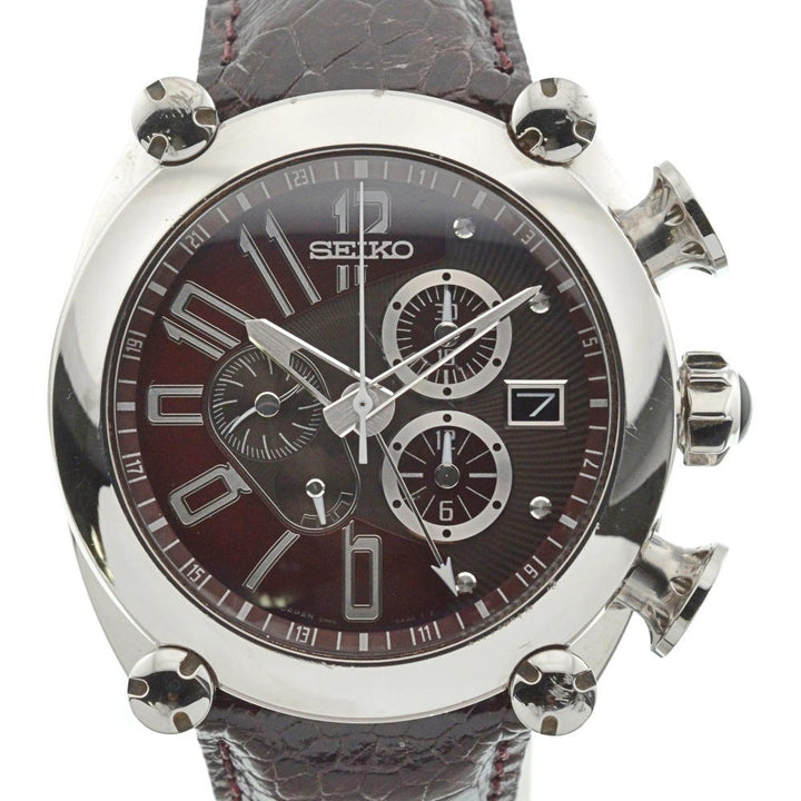 SEIKO Galante SBLA027/5R86-0AA0 Chronograph Date Bordeaux Dial Spring drive Men's
 Watch □#137131