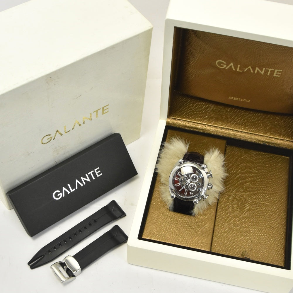 SEIKO Galante SBLA027/5R86-0AA0 Chronograph Date Bordeaux Dial Spring drive Men's
 Watch □#137131