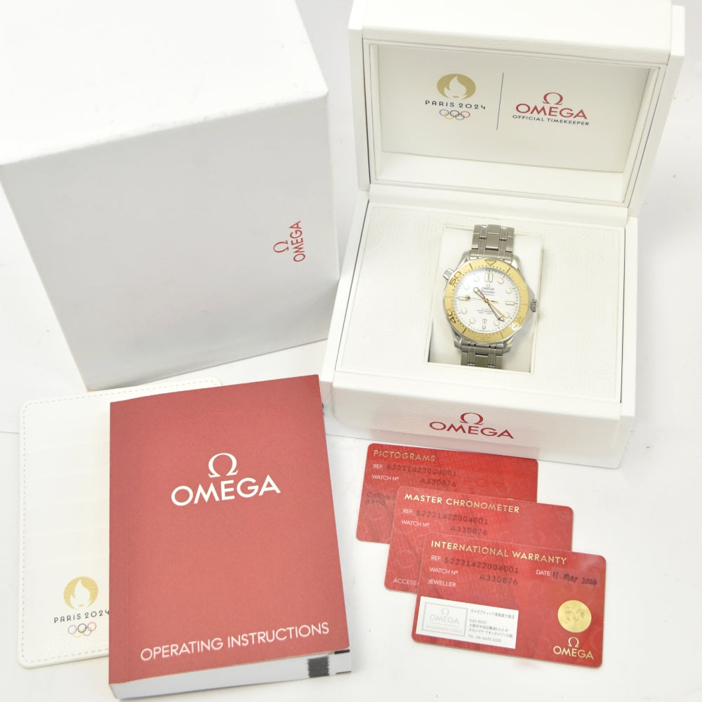with paper OMEGA Seamaster diver 300 522.21.42.20.01.001 Paris Olympics 2024 white Dial Automatic Men's
 Watch □#137165