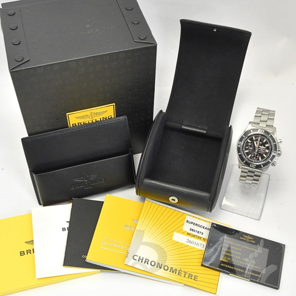 with paper BREITLING Super Ocean 44 A13341 Chronograph Date black Dial Automatic Men's
 Watch L#137324