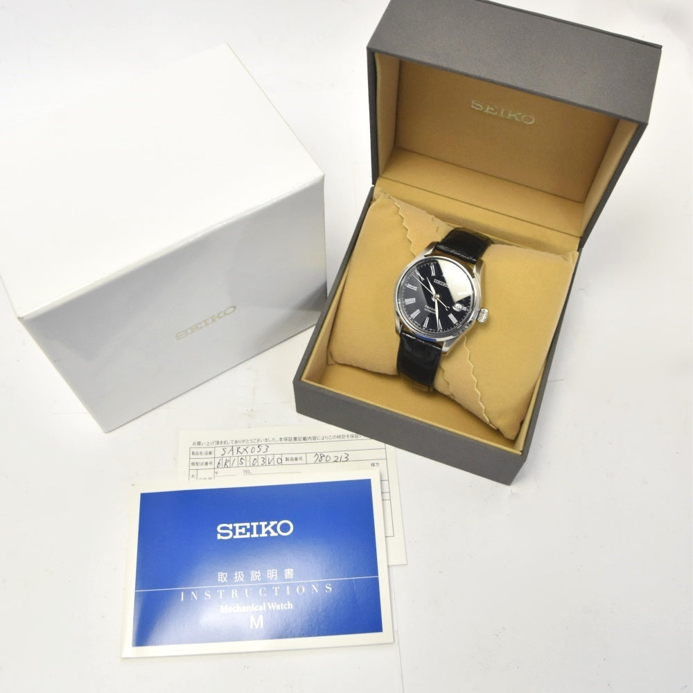 with paper SEIKO Presage SARX053 Dark blue enamel dial with date dark blue Dial Automatic Men's
 Watch L#137446