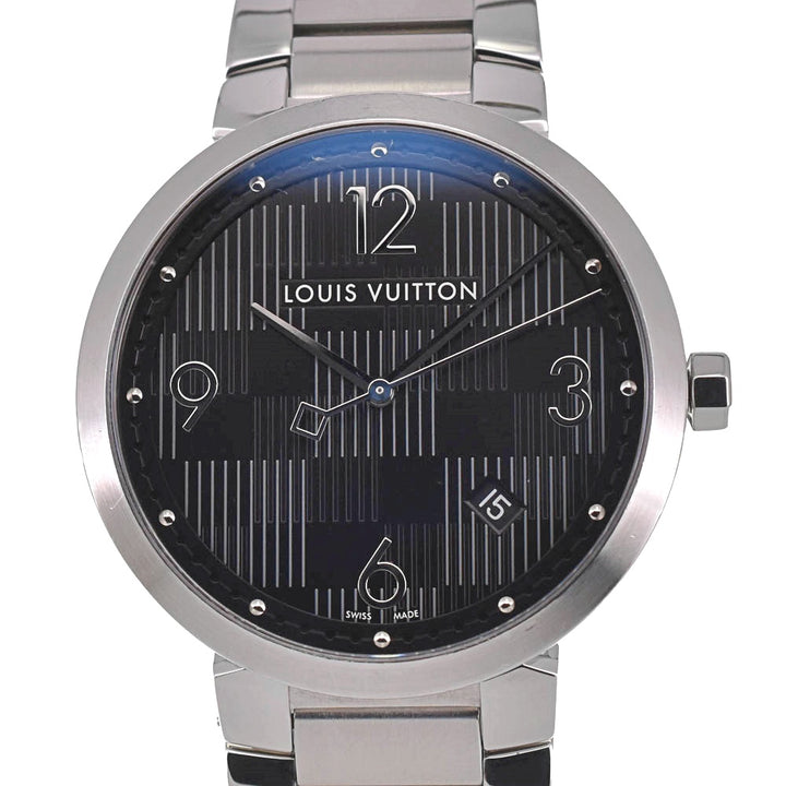 with paper LOUIS VUITTON Tambour slim Q1D07 Date black Dial Quartz Men's
 Watch L#137511