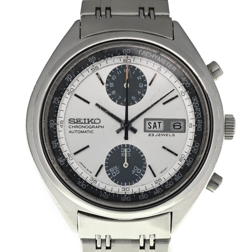 SEIKO Baby panda 6138-8001 Chronograph Silver / Black Dial Automatic Men's
 Watch P#137609