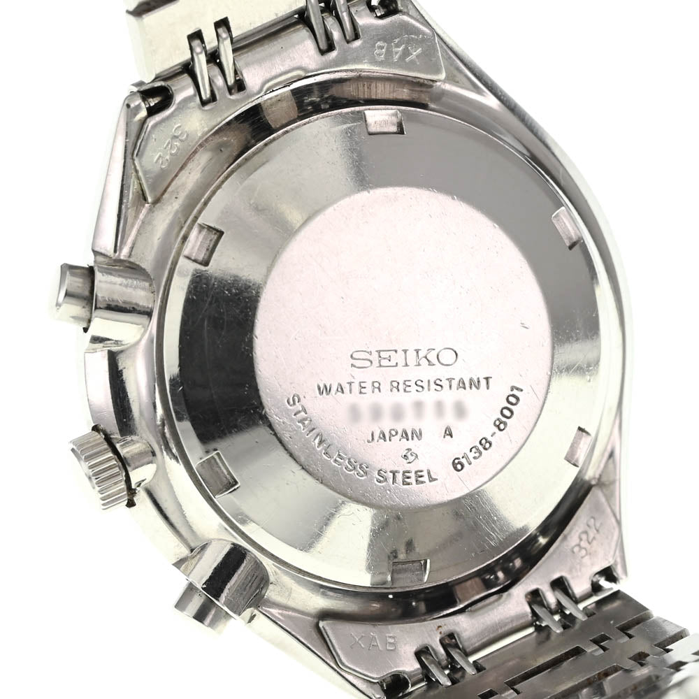 SEIKO Baby panda 6138-8001 Chronograph Silver / Black Dial Automatic Men's
 Watch P#137609