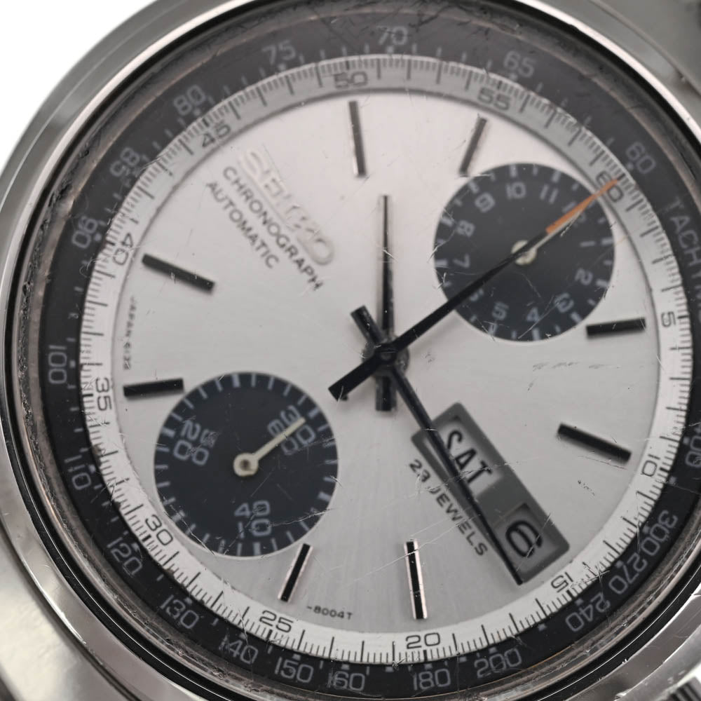 SEIKO Baby panda 6138-8001 Chronograph Silver / Black Dial Automatic Men's
 Watch P#137609