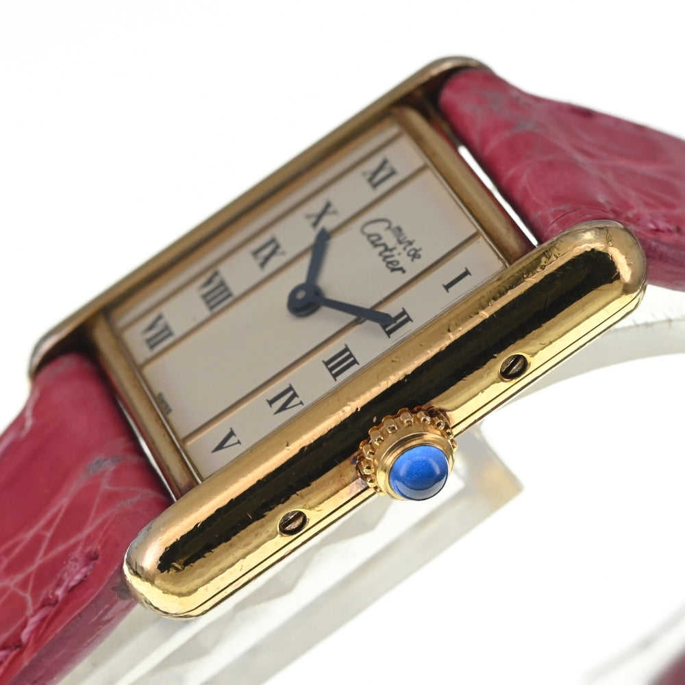 with paper CARTIER Must tank Vermeille 5057001 SV925 (Gold Plated) / Leather Ivory Dial Quartz Ladies
 Watch M#137799