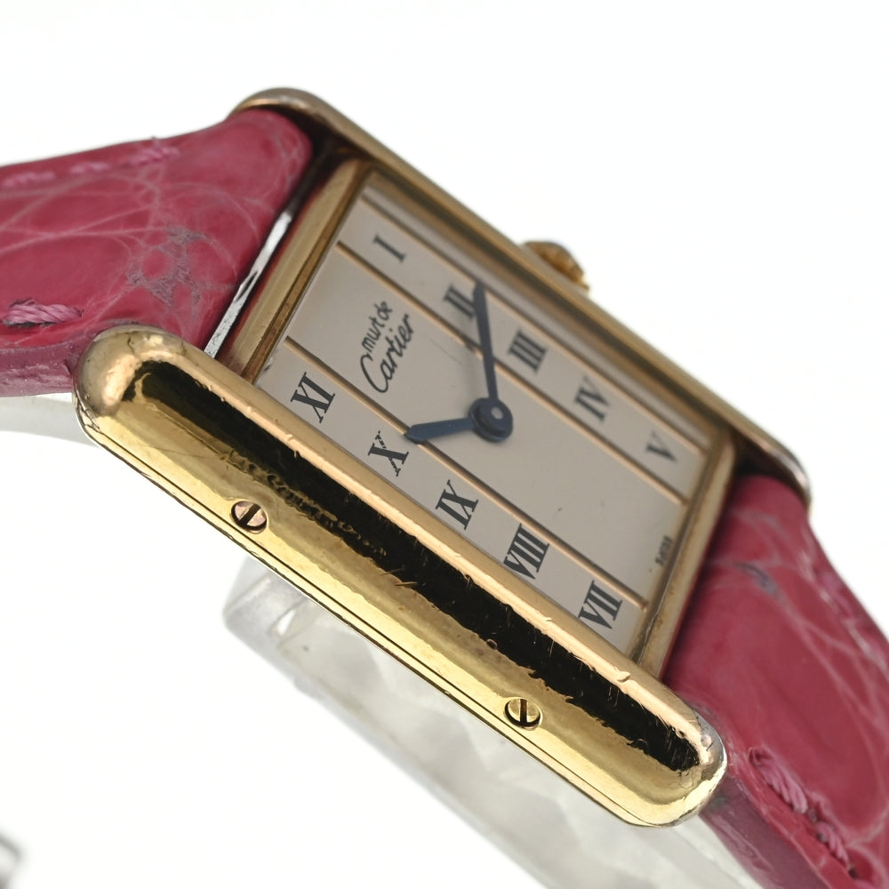 with paper CARTIER Must tank Vermeille 5057001 SV925 (Gold Plated) / Leather Ivory Dial Quartz Ladies
 Watch M#137799