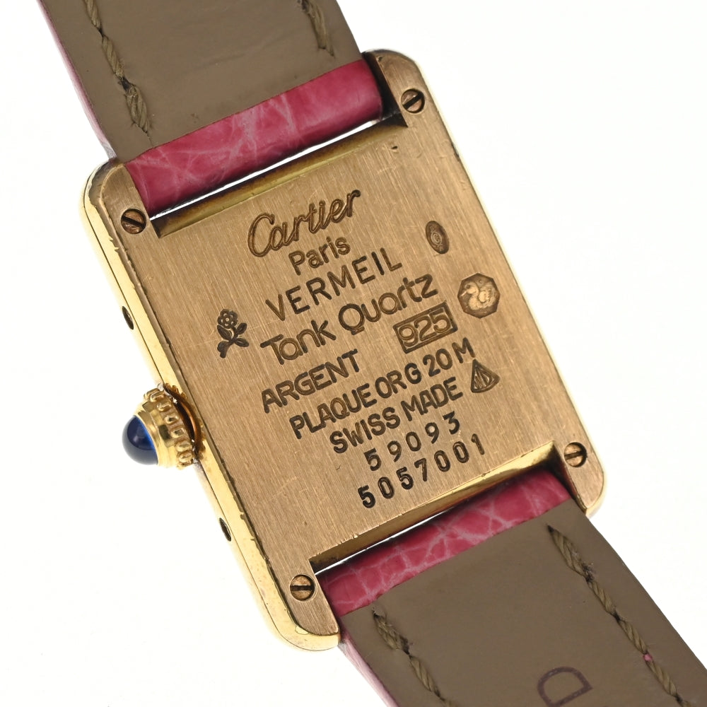 with paper CARTIER Must tank Vermeille 5057001 SV925 (Gold Plated) / Leather Ivory Dial Quartz Ladies
 Watch M#137799