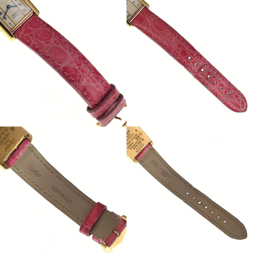 with paper CARTIER Must tank Vermeille 5057001 SV925 (Gold Plated) / Leather Ivory Dial Quartz Ladies
 Watch M#137799