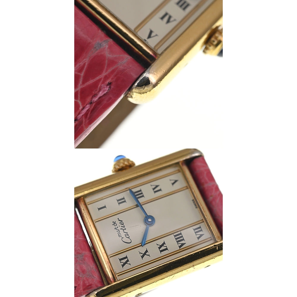 with paper CARTIER Must tank Vermeille 5057001 SV925 (Gold Plated) / Leather Ivory Dial Quartz Ladies
 Watch M#137799