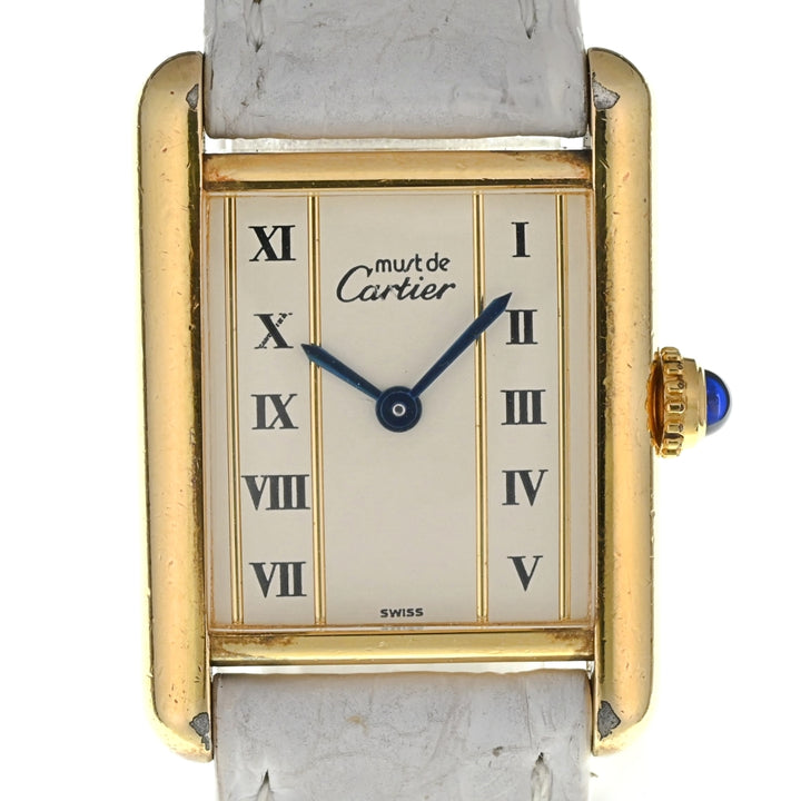 with paper CARTIER Must tank Vermeille 5057001 SV925 (Gold Plated) / Leather Ivory Dial Quartz Ladies
 Watch M#137800